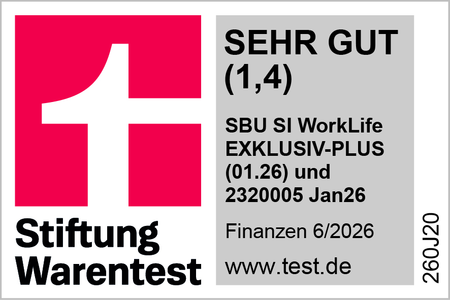 SI WorkLife EXKLUSIV-PLUS wurde in der Ausgabe 06/2026 von der Stiftung Warentest mit Sehr Gut (1,4) bewertet.